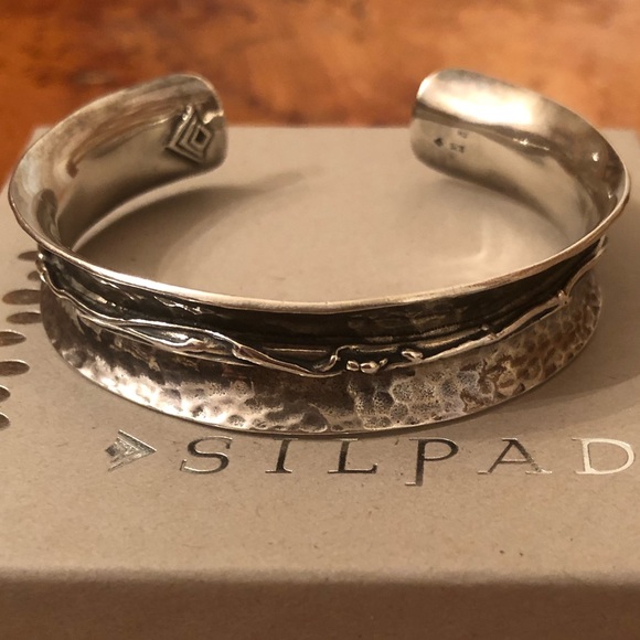 Vintage Silpada Hammered Textured Sterling Silver Cuff Bracelet B1684 - Picture 5 of 8